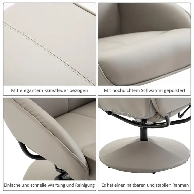Avkopplingsfåtölj 360° Vridbar med Fotstöd Relax Fotpall Fällbart