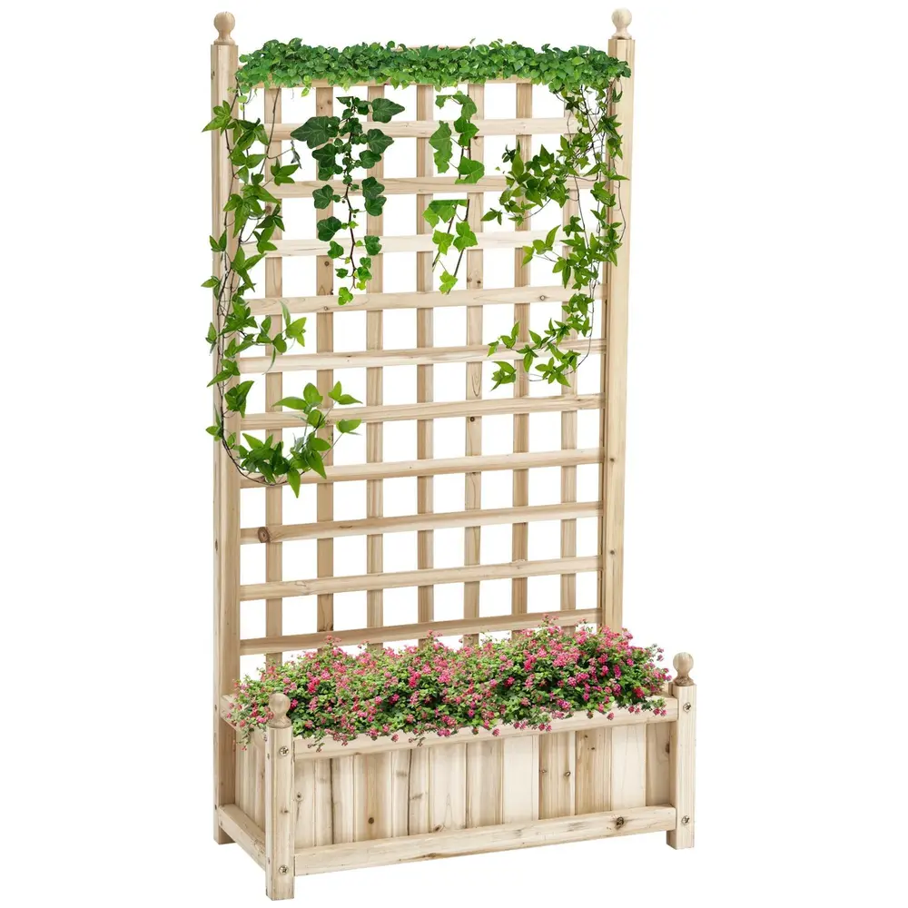 Odlingslåda med Spaljé Upphöjd Blomlåda i 64 x 28 x 120 Cm