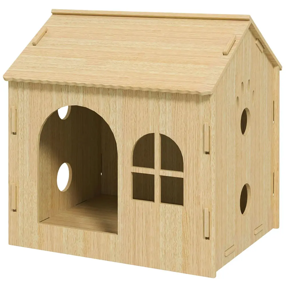 Hundkoja Katthus Ek av Trä för Små Hundar 49,5 x 41 x 51 Cm