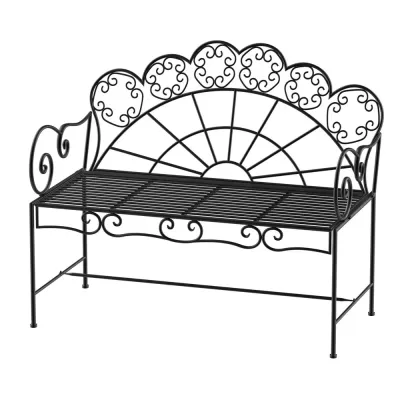 Trädgårdsbänk Svart Metall 2-Sits 107 x 55,5 x 90,5 cm