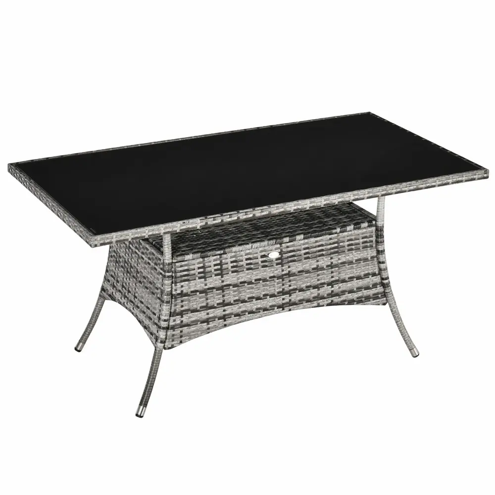 Trädgårdsbord i Konstrotting med Glas 150 x 85 x 74 Cm