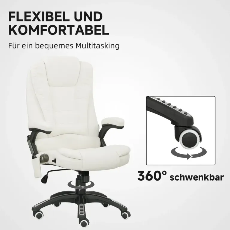 Ergonomisk Skrivbordsstol med Massage Krämvit Kontorsstol Punkter