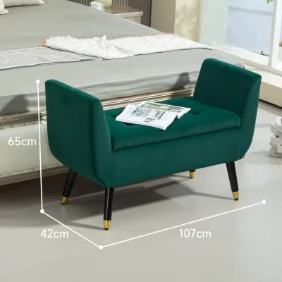 Bänk Förvaringsbänk Grön av Polyester 107 x 42 x 65 cm