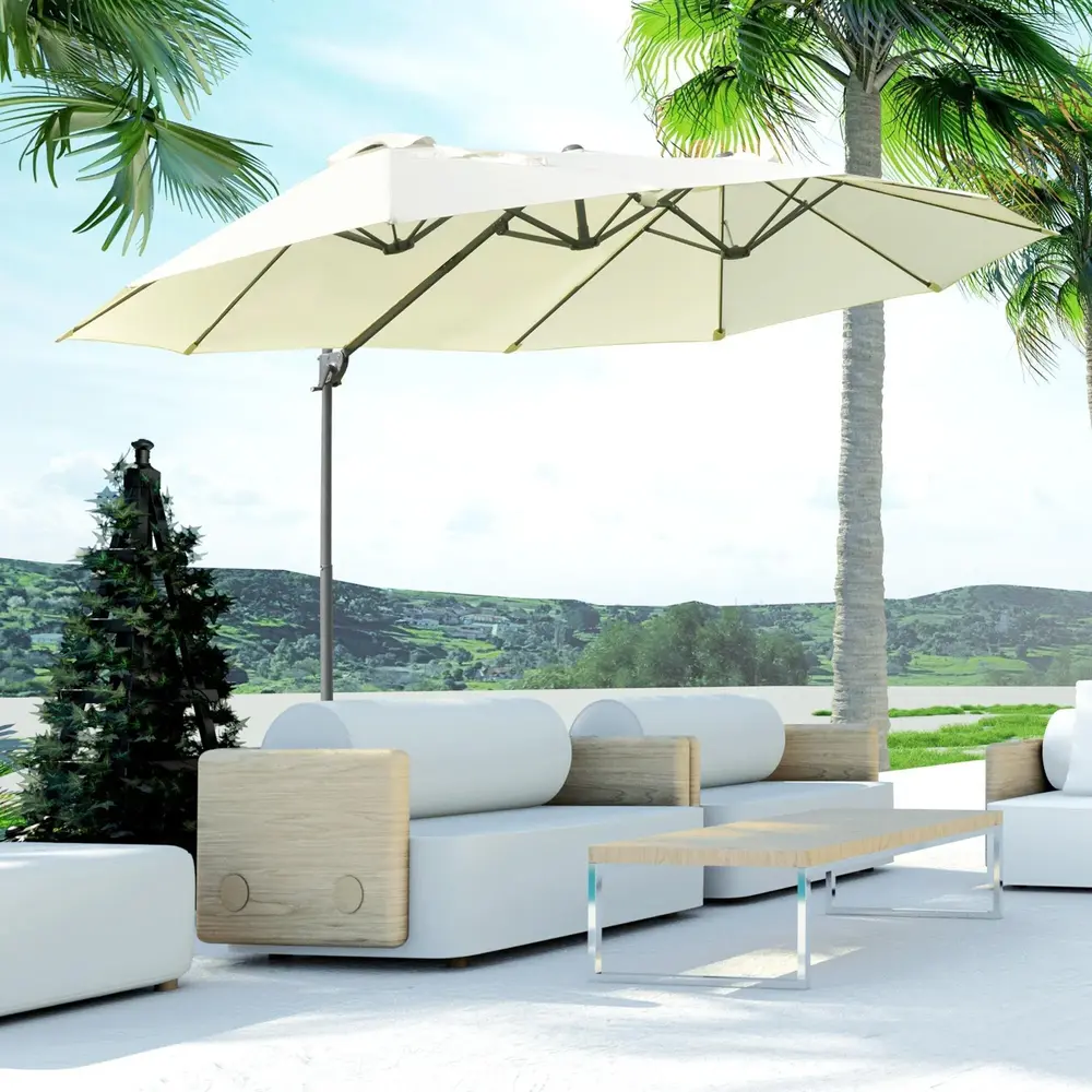 Dubbelt Parasoll med Vev Stort 440 x 270 x 250 Cm