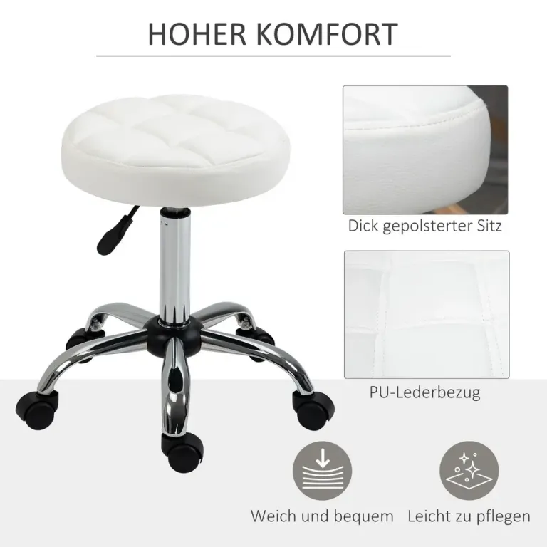 Vridbar Salongspall Höjdjusterbar –63 cm Silver Arbetspall Hjul