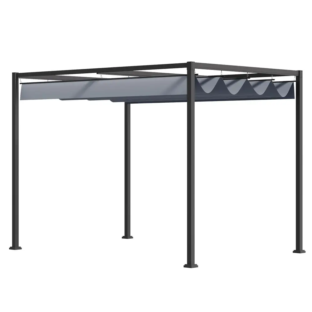 Pergola Trädgårdspaviljong med Tak Mörkgrå av Stål 4 x 3 m