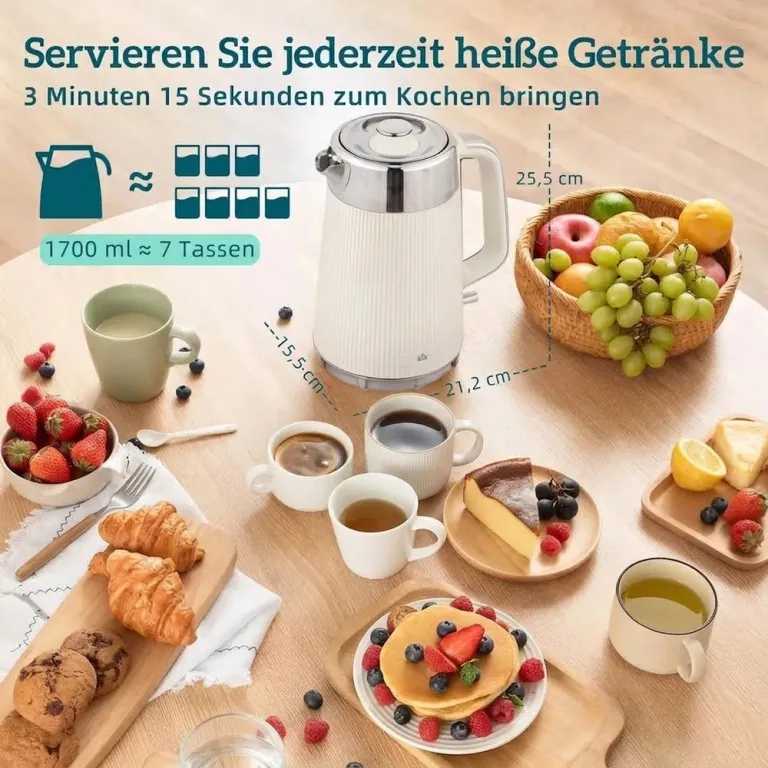 Frukostset Vattenkokare och Brödrost Retro Gräddvit