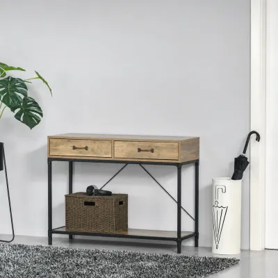 Smalt Konsolbord 2 Lådor Elegant 100 x 35 x 76,5 cm, Svart