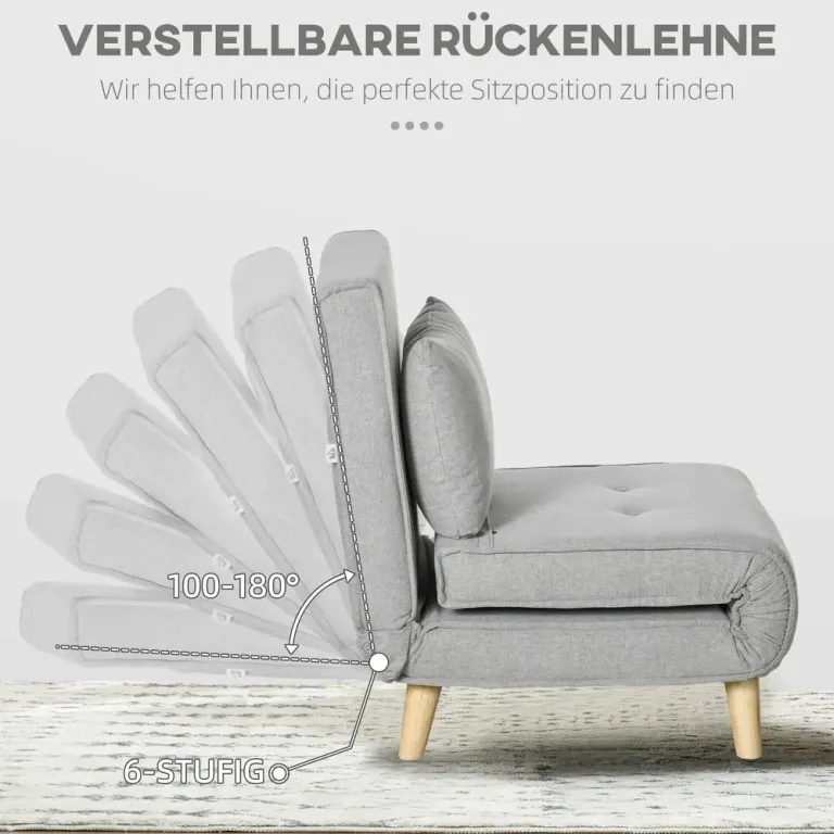 Bäddfåtölj 6 Lägen och Linneoptik Ergonomisk Hellgrå Stegs Ryggstöd