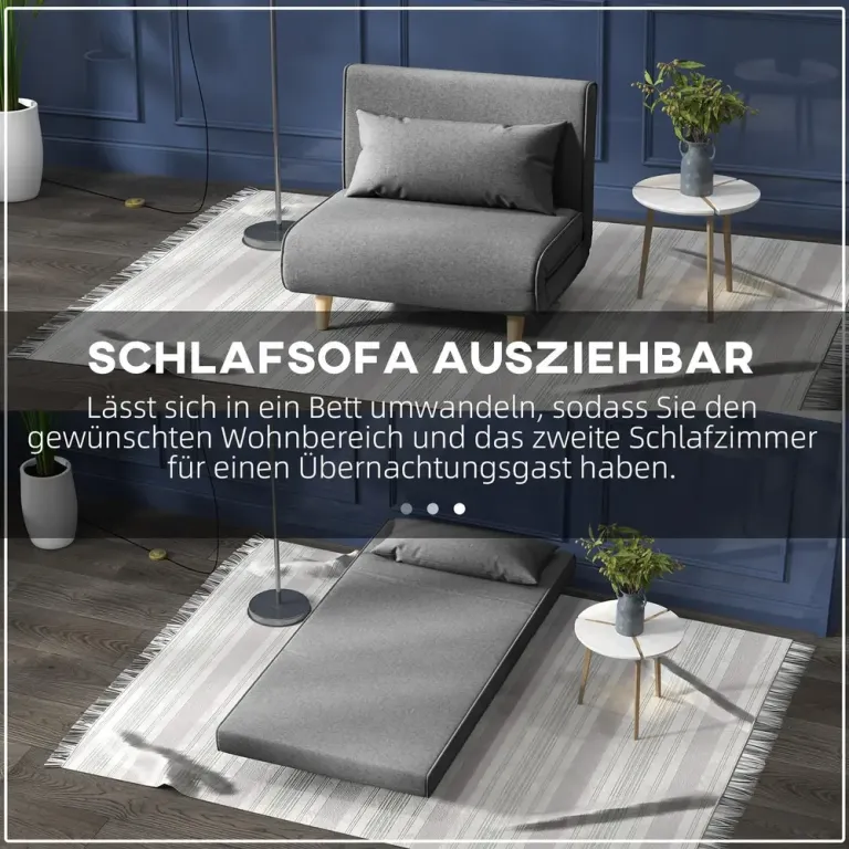 Bäddfåtölj i Skandinavisk Stil Hopfällbar Sovfåtölj Leinenlook