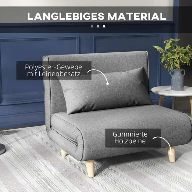 Bäddfåtölj i Skandinavisk Stil Hopfällbar Sovfåtölj Leinenlook