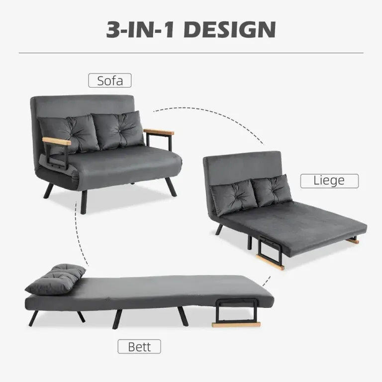 Bäddsoffa 2-Sits Soffa Mörkgrå av Sammet Kuddar
