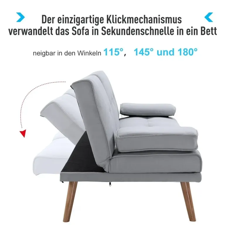 Bäddsoffa Linnetyg 3-Sits Soffa som Bäddas Fällbart Ryggstöd Ljusgrå