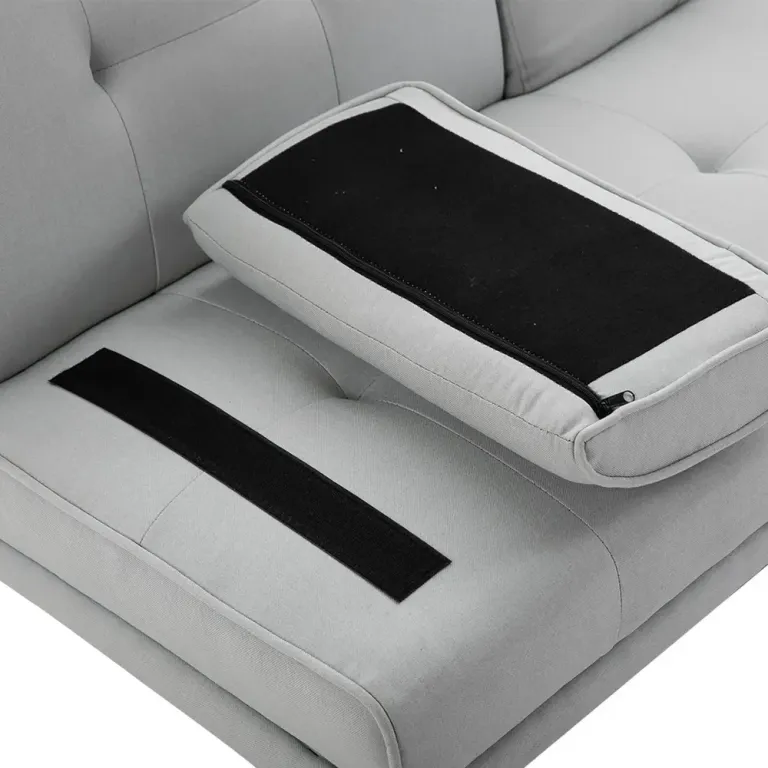 Bäddsoffa Linnetyg 3-Sits Soffa som Bäddas Fällbart Ryggstöd Ljusgrå