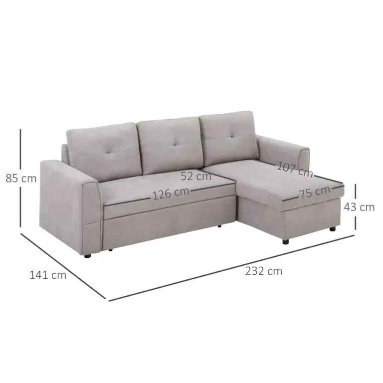 Bäddsoffa med Schäslong Stoppad Soffa 3-Sits