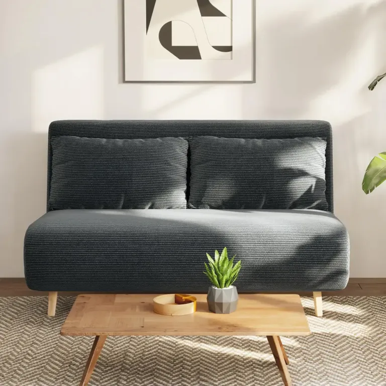 Bäddsoffa Mörkgrå Manchester och Gäster 3 Sits Justerbart Ryggstöd
