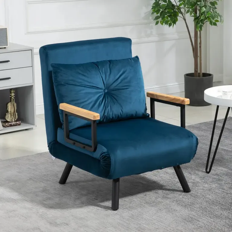 Bäddsoffa Relaxstol Blå av Sammet Bäddfåtölj