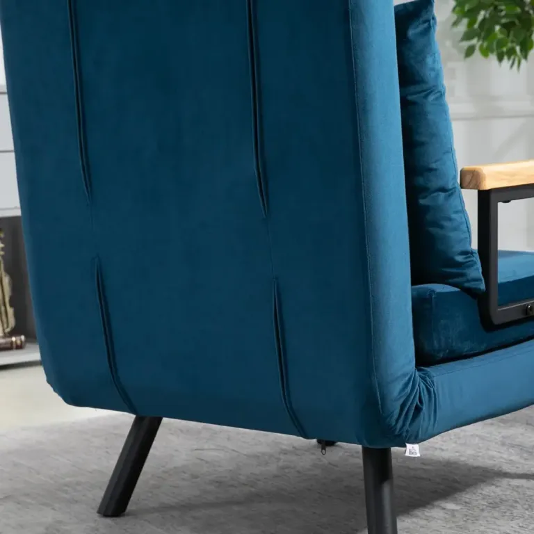 Bäddsoffa Relaxstol Blå av Sammet Bäddfåtölj