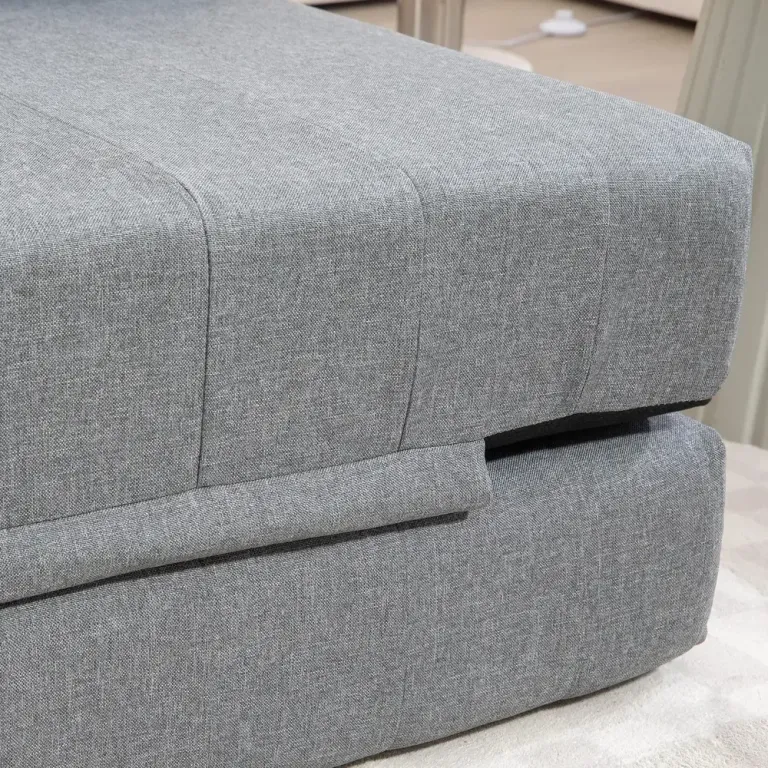 Bäddsoffa Soffa Grå av Sammetslook och Trä Stoppad 2-Sits Hopfällbar