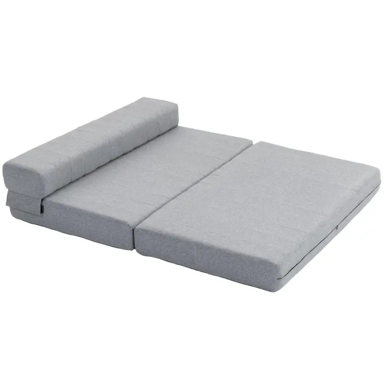 Bäddsoffa Soffa Grå av Sammetslook och Trä Stoppad 2-Sits Hopfällbar
