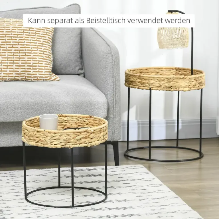 Soffbord Set om 2 i Vattenhyacint & Stål – Natur