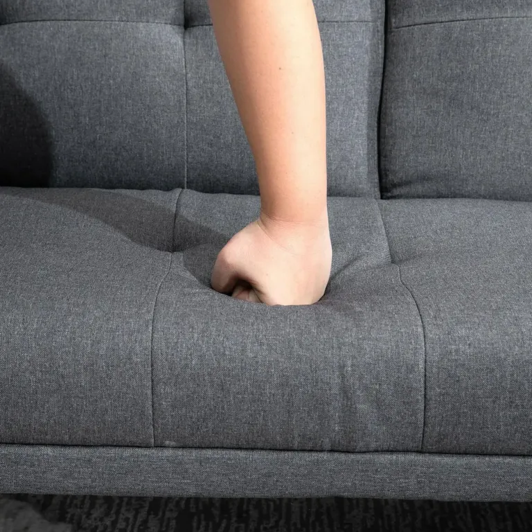 Bäddsoffa Soffa Mörkgrå av Tyg och Trä Scandi 3-Sits Skandinavisk