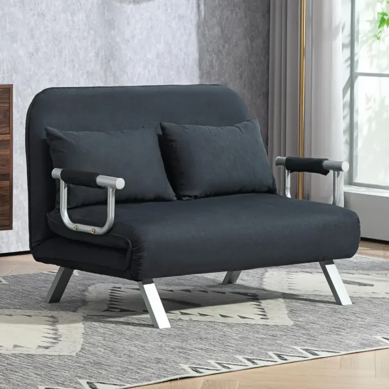 Bäddsoffa Sovsoffa Svart av Sammetslook och Trä 2-Sits Justerbar