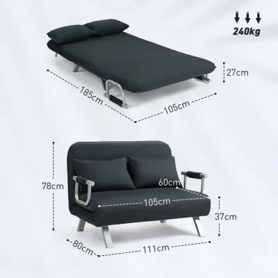 Bäddsoffa Sovsoffa Svart av Sammetslook och Trä 2-Sits Justerbar