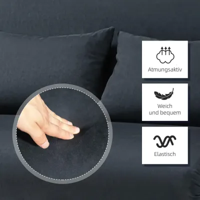 Bäddsoffa Sovsoffa Svart av Sammetslook och Trä 2-Sits Justerbar