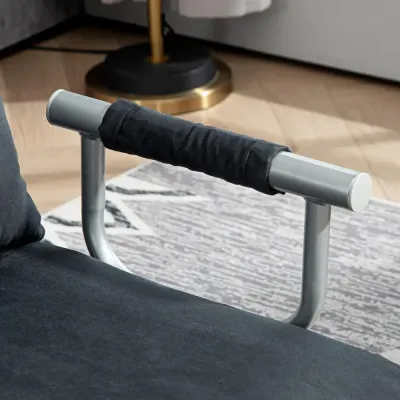Bäddsoffa Sovsoffa Svart av Sammetslook och Trä 2-Sits Justerbar