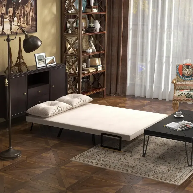 Bäddsoffa Vilstol Beige av Tyg och Trä Sits Kuddar Naturlig