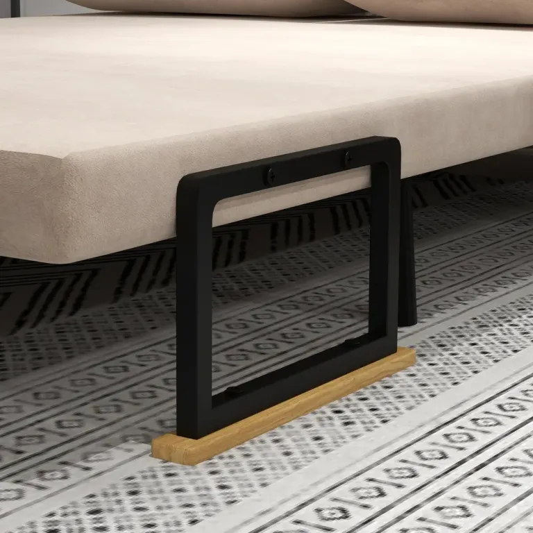 Bäddsoffa Vilstol Beige av Tyg och Trä Sits Kuddar Naturlig