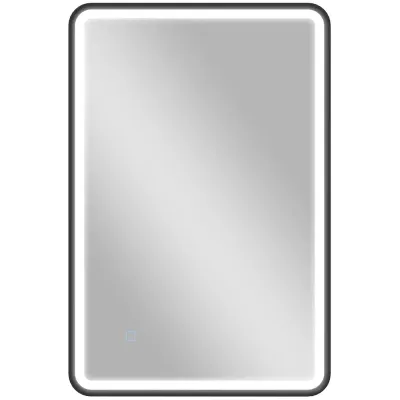 Badrumsspegel LED Dimbar Svart Glas och Aluminium