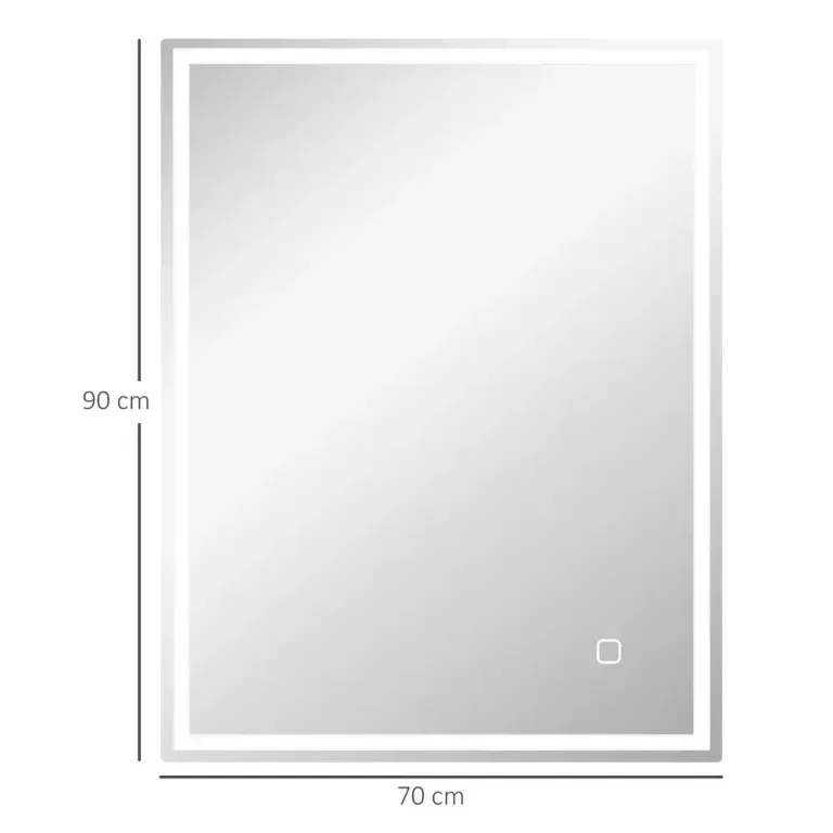 Badrumsspegel med LED-Belysning, Silver