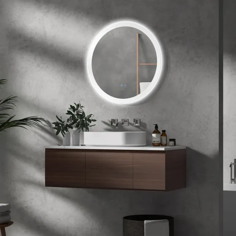 Badrumsspegel Väggspegel Silver av Glas och Metall 70 cm Belysning