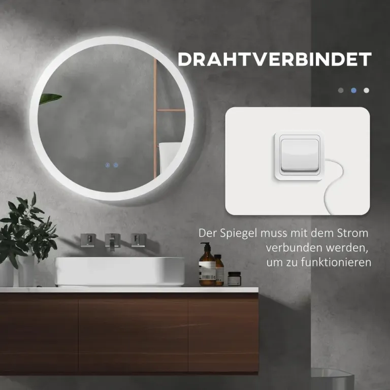 Badrumsspegel Väggspegel Silver av Glas och Metall 70 cm Belysning
