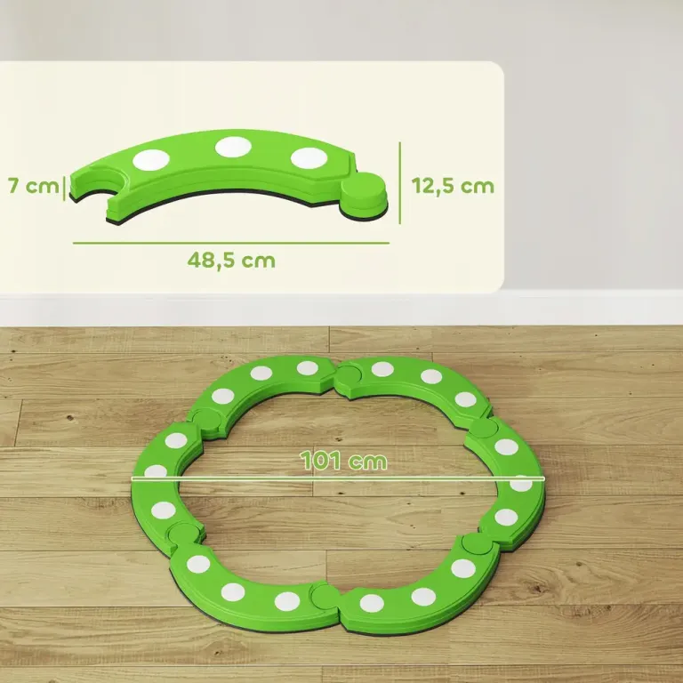 Balansbana med 6 Böjda Delar, Grön Balanslekset Barn Plast Kreativa