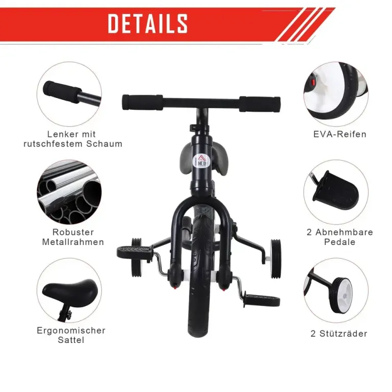 Balanscykel för Barn 2-i-1 Barncykel Träningshjul Pedal