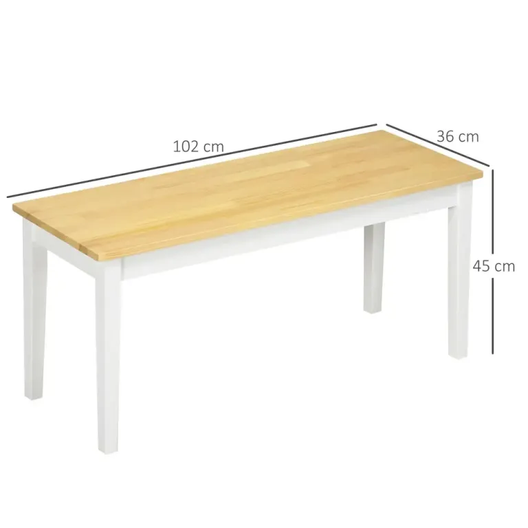 Bänk 2-Sits Vit av Furu Lantlig Stil Sittbänk Matsal Natur Lackerad