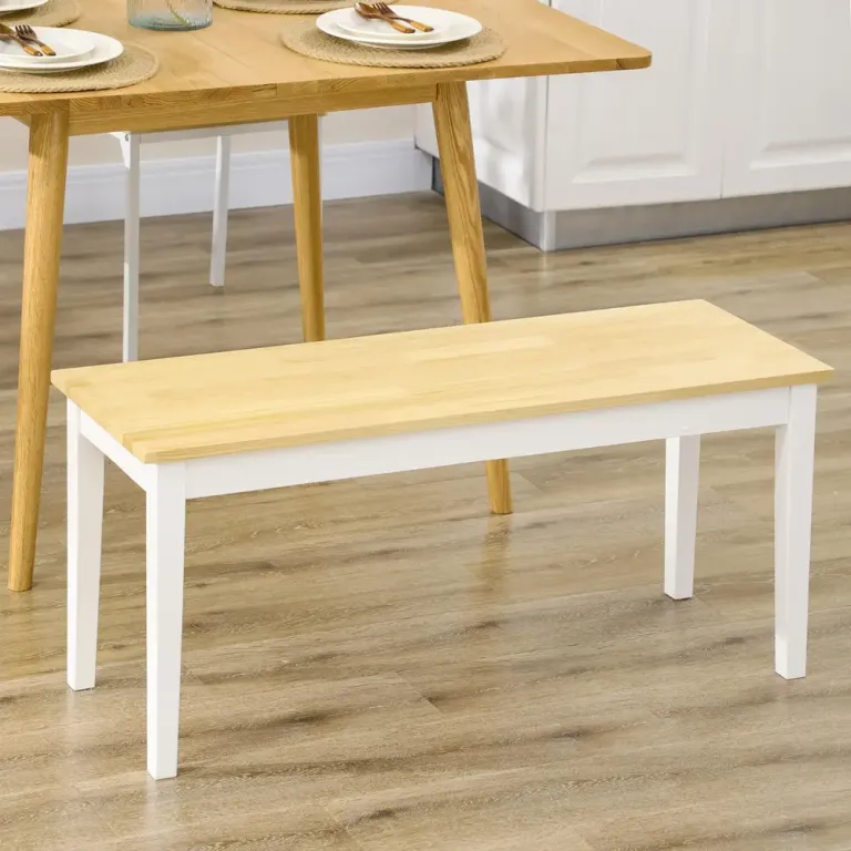 Bänk 2-Sits Vit av Furu Lantlig Stil Sittbänk Matsal Natur Lackerad