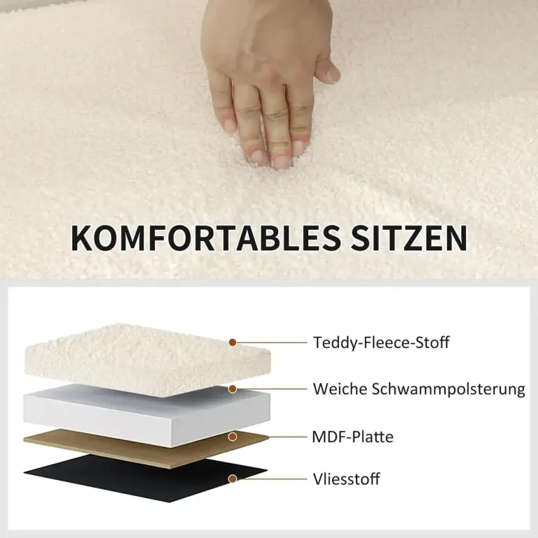 Bänk Förvaringsbänk Krämvit av Sammetslook Teddy Fleece