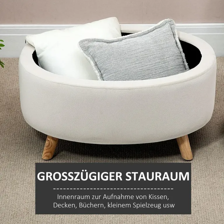 Bänk Förvaringsbänk Oval Stoppad Pall Form Beige