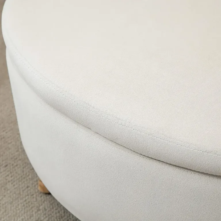 Bänk Förvaringsbänk Oval Stoppad Pall Form Beige