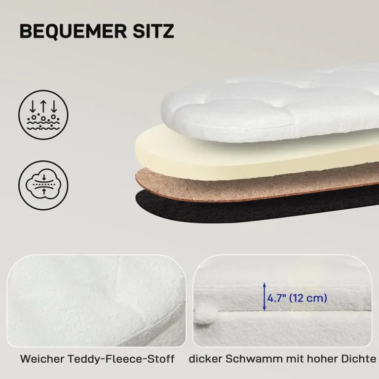 Bänk Förvaringsbänk Vit av Teddy Sammet Oval Fleece Silverben