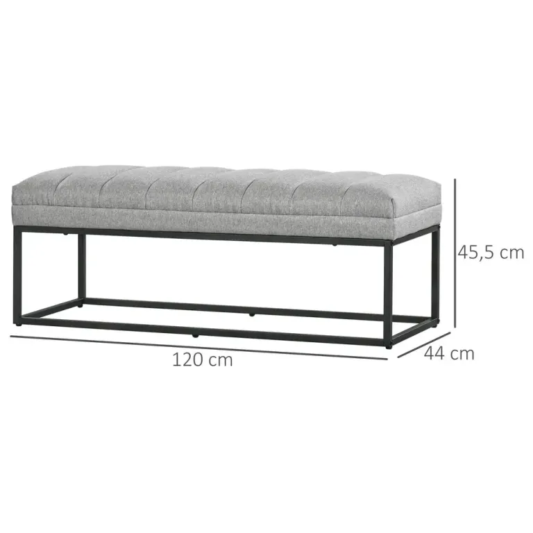 Bänk Sängbänk Ljusgrå av Stål Sittbänk Industriell Design Metallram