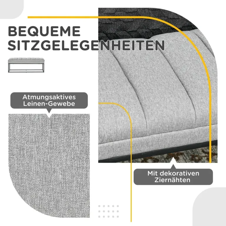 Bänk Sängbänk Ljusgrå av Stål Sittbänk Industriell Design Metallram