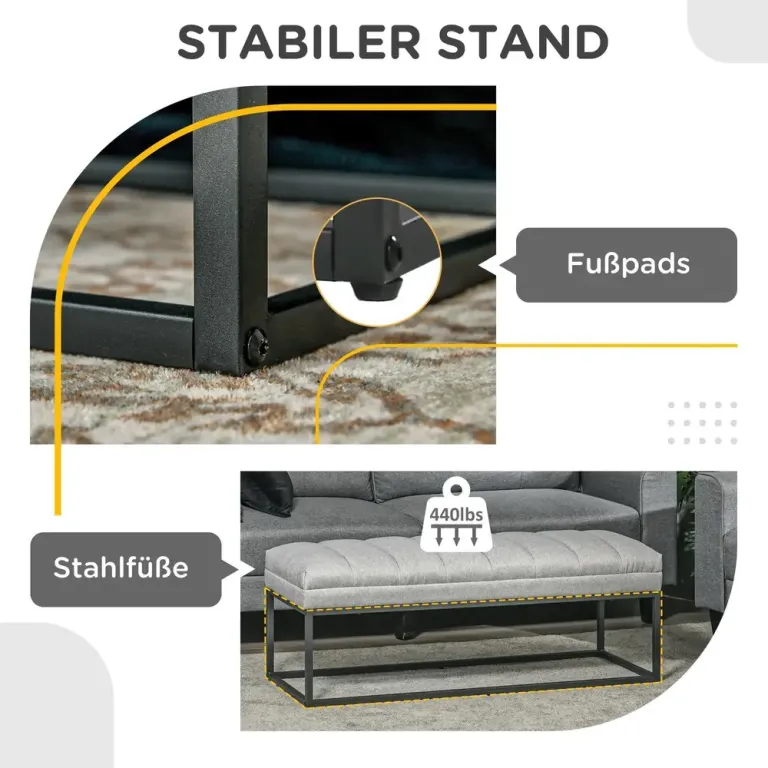 Bänk Sängbänk Ljusgrå av Stål Sittbänk Industriell Design Metallram
