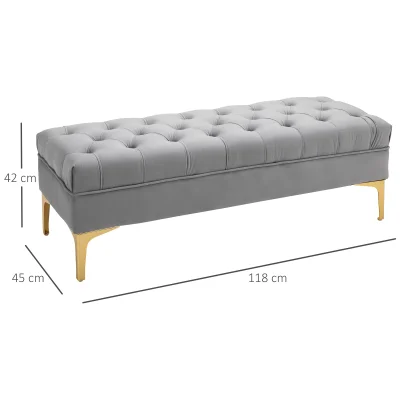 Bänk Skobänk Sammetsöverdrag med Upphöjda 118 x 45 x 42 cm