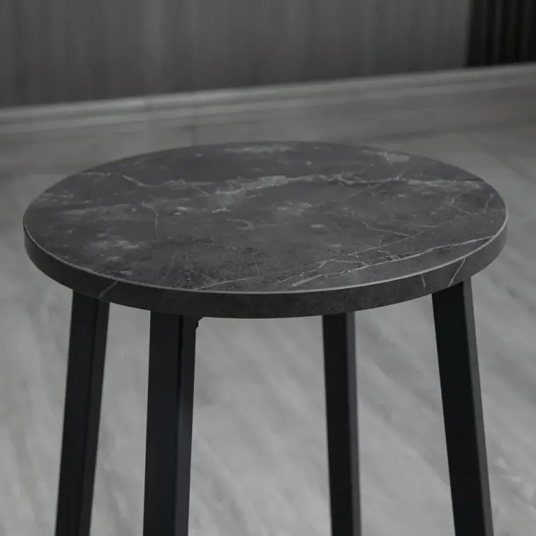 Barbordsset med 1 Bord och 2 Barstolar i Stål och MDF, Vit Barset
