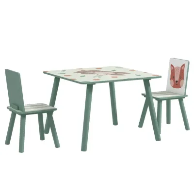 Barnbord Sittgrupp Grön av MDF och Furu för Barn 3-8 År Set Stolar